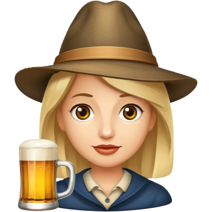 Erstelle das WhatsApp Emoji "zwinkerndes Gesicht" mit Bierkrug und Hut emoji