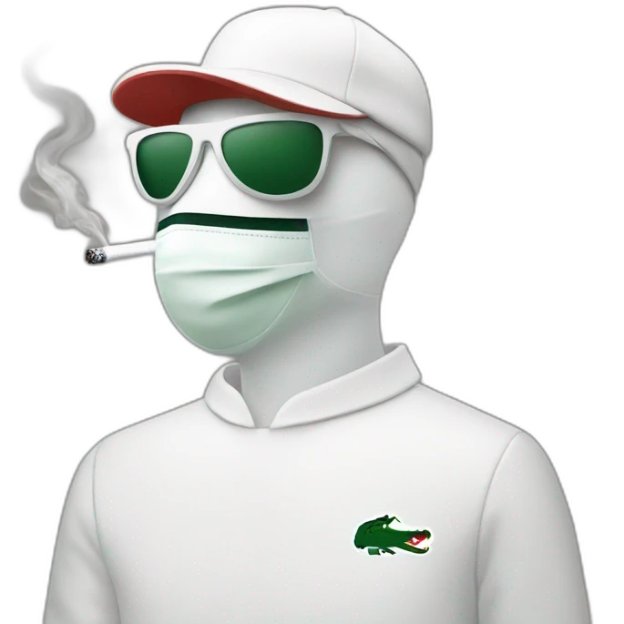 Lacoste smoking friends with white lacoste mask emoji