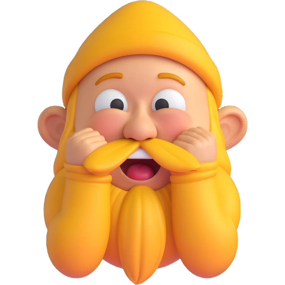 3D emoji style dwarf with a sneezing expression, inspired by Snow White's seven dwarfs emoji