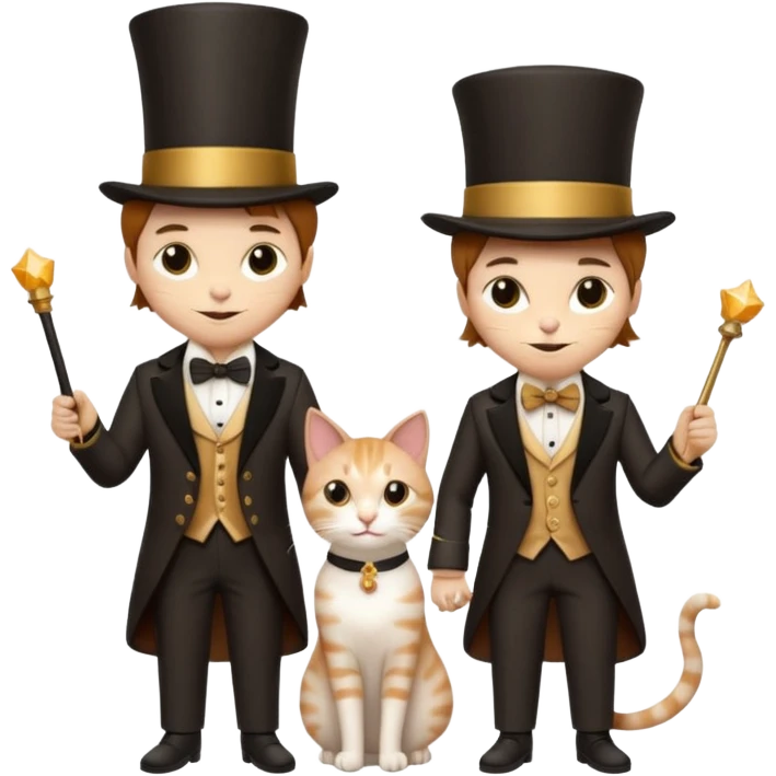 magician couple and their pet cat emoji