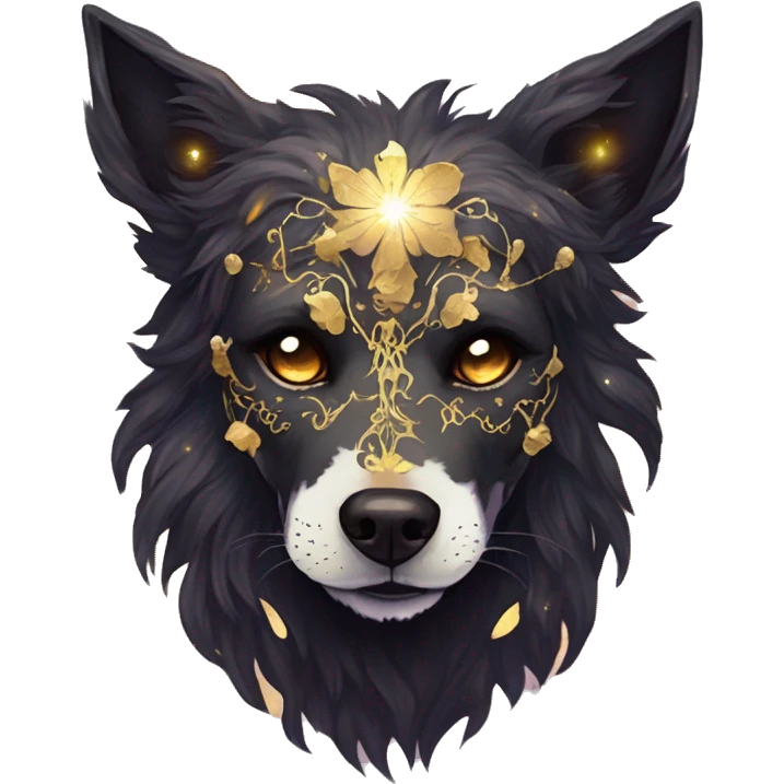 iridescent kintsugi fluffy zombie black brown gold dog fox head zombie skeleton gold mechanical nebula galaxy stars colorful flowers fairy lights vintage zombie emoji