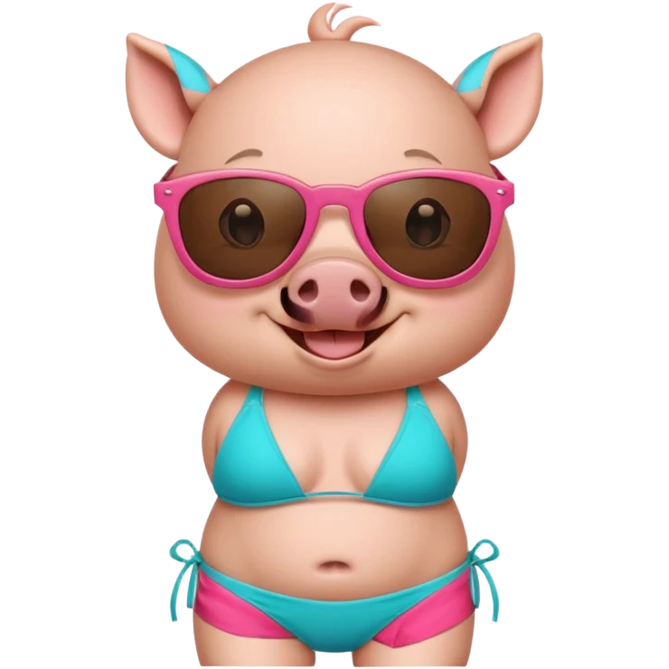 cute pig wearing cool sunglasses and bikini emoji