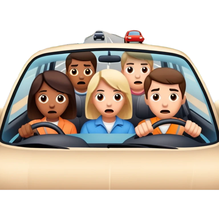 people looking scared driving in bad neighborhoods  emoji
