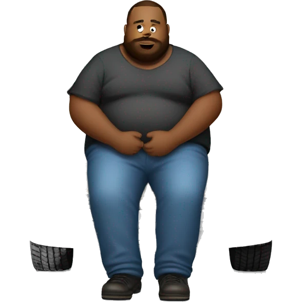 Extremely fat man sitting in the bed of a 2006 Chevy Silverado  emoji