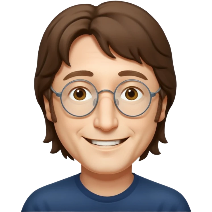 John Lennon without glasses, smiling expression, no text emoji