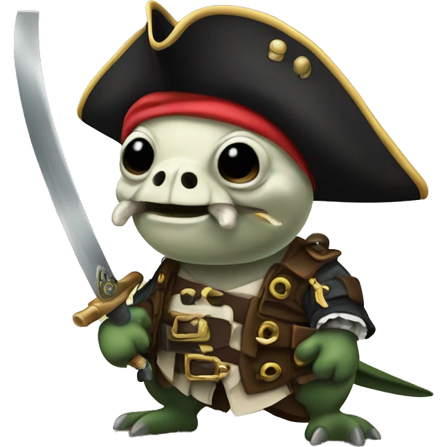 Pirate trachemys scripta with sword in the mouth emoji