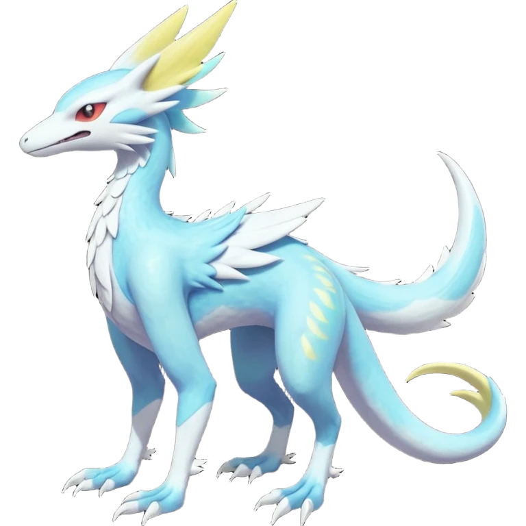 Colorful scaly flurry iridescent shiny bioluminescent translucent luminescent neon pastel bright pale Latias-Sergal-Vernid-Lombax-Renamon-Zeraora-Bastet-Fakémon-hybrid-fusion-creature, full body emoji