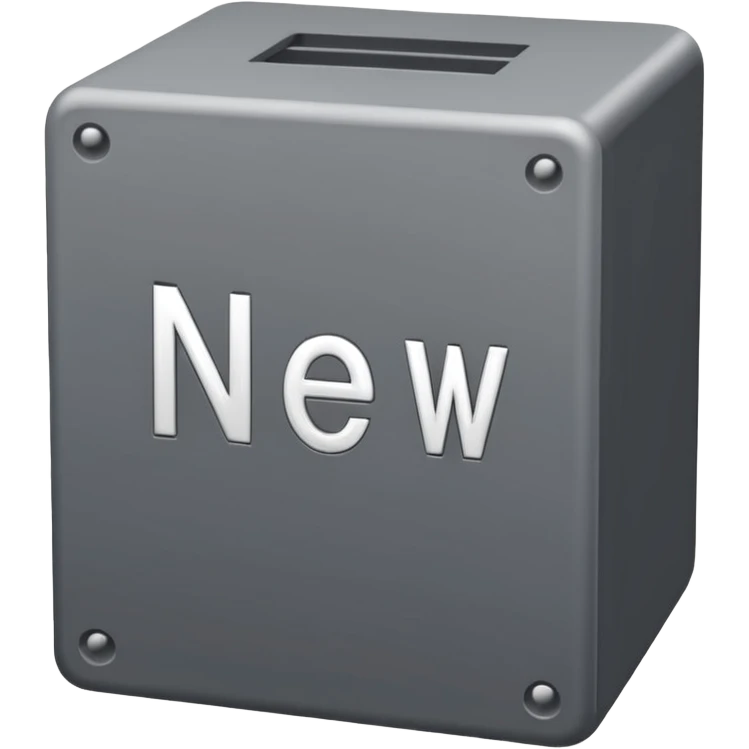 create the word " NEW" In grey color square shape box in capital letter emoji