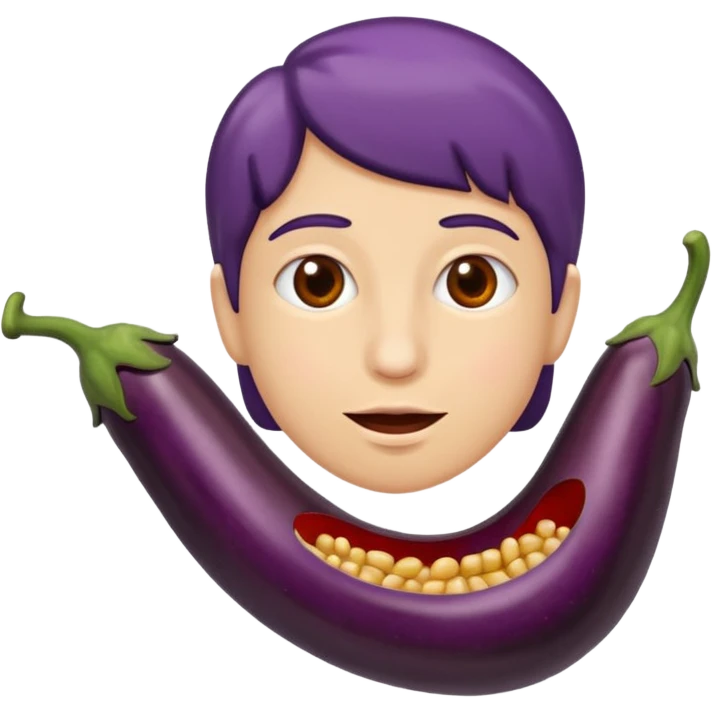 choqué avec une aubergine dans la bouche emoji