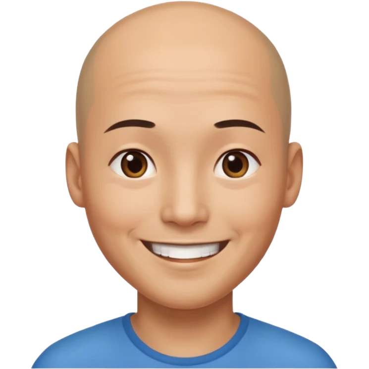 chineese man with a bald head and ponytail in the middle emoji