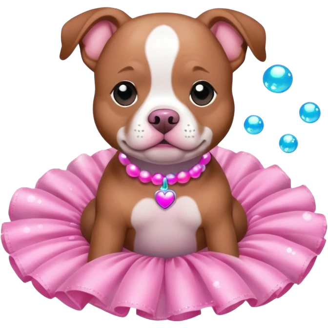 Pibble in a tutu , surrounded by bubbles  emoji