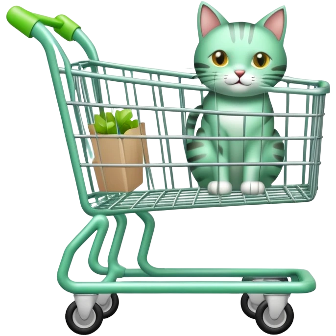 light green shopping cart  in cat emoji