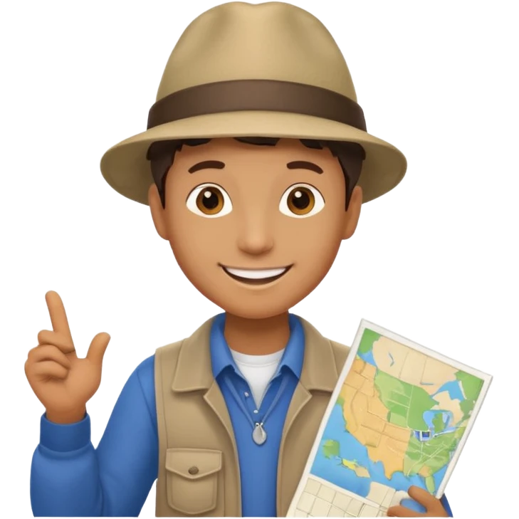 boy tour guide in USA,  emoji