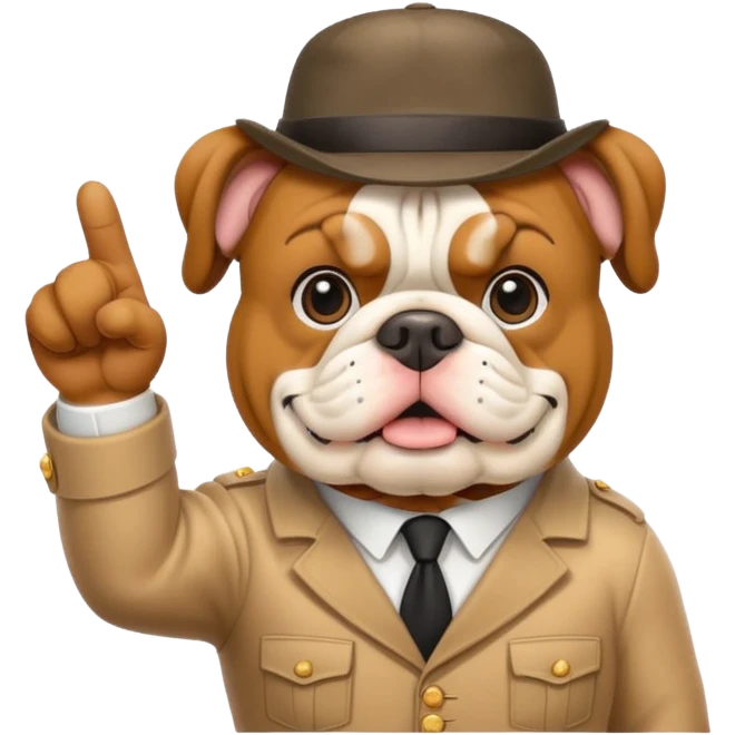 english bulldog tour guide pointing at a landmark emoji