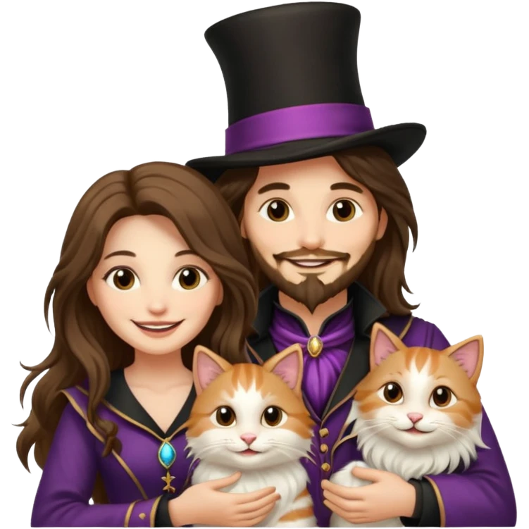 LonfGmagician couple and their pet cat emoji