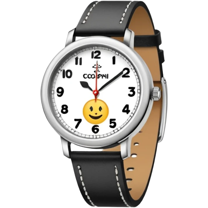 jolie montre à aiguilles, vintage, de couleur blanche, bracelet blanc en cuir emoji