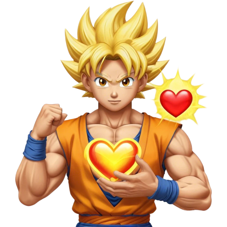 super saiyan goku holding up a heart  emoji