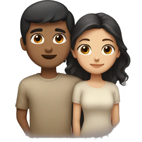 Couple hug boy with short black hair and brown eyes and girl with long light brown hair and brown eyes  emoji