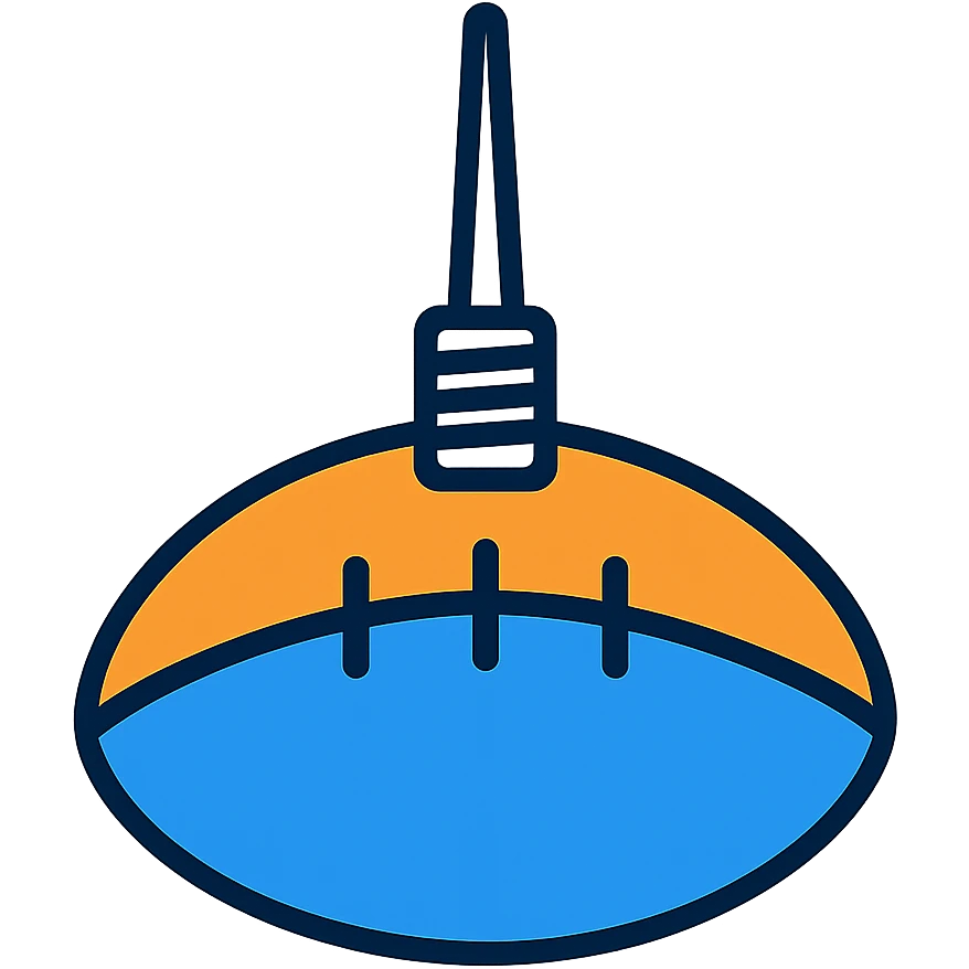 close-up of a football valve where the ball is pumped up, color outline icon style emoji