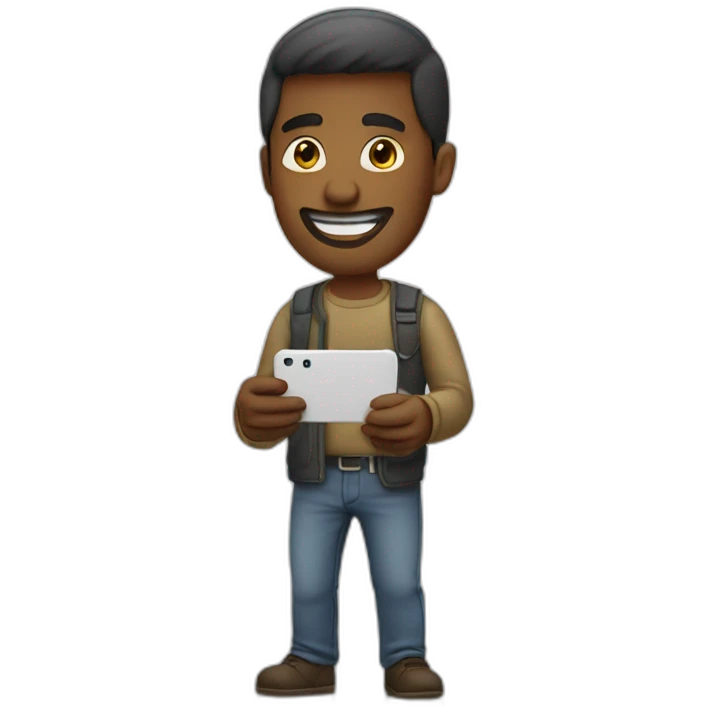man sending message with iphone emoji