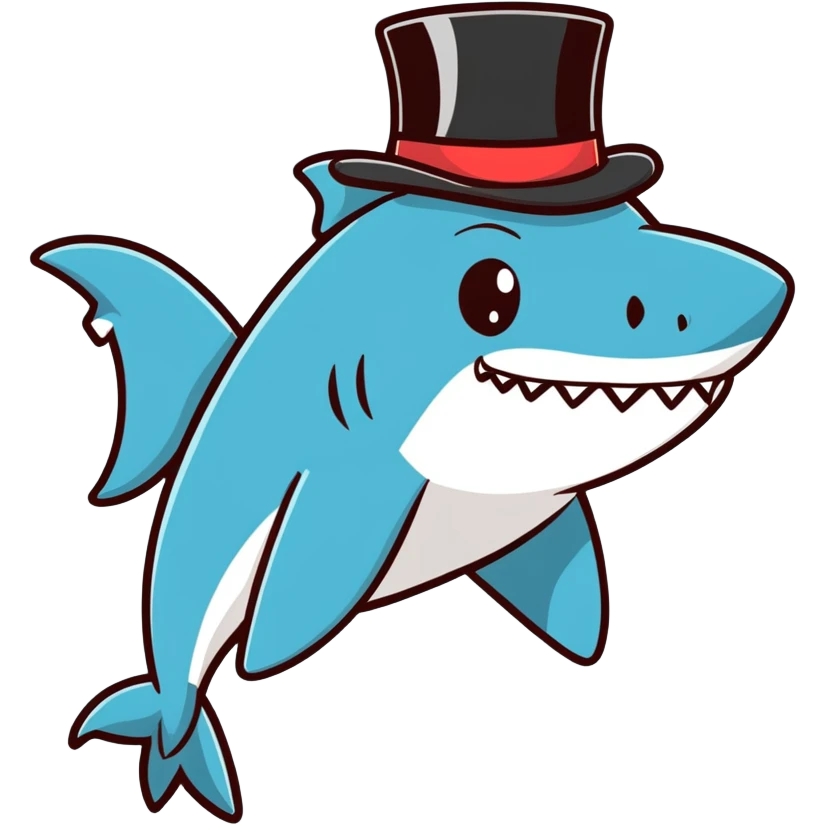 Shark with a top hat emoji