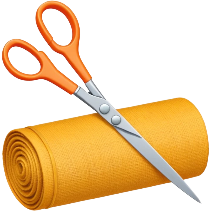 rolled fabric with scissors emoji