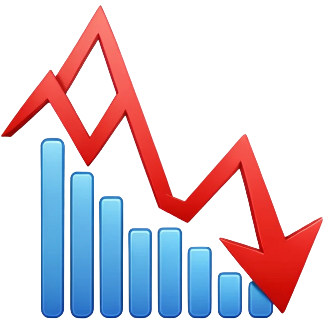 graph with line going down and the line being red emoji