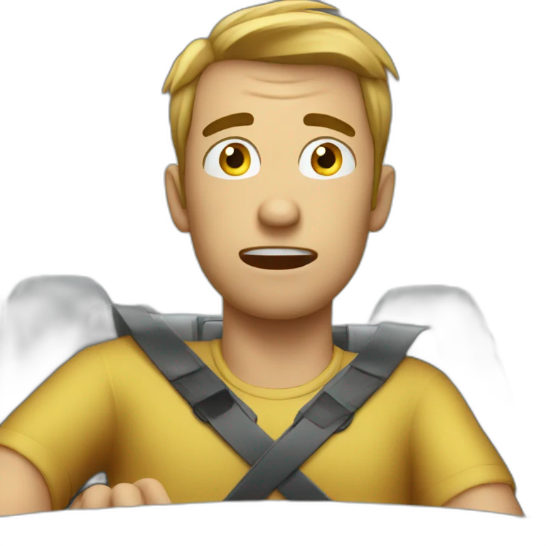 Stressed man in car emoji