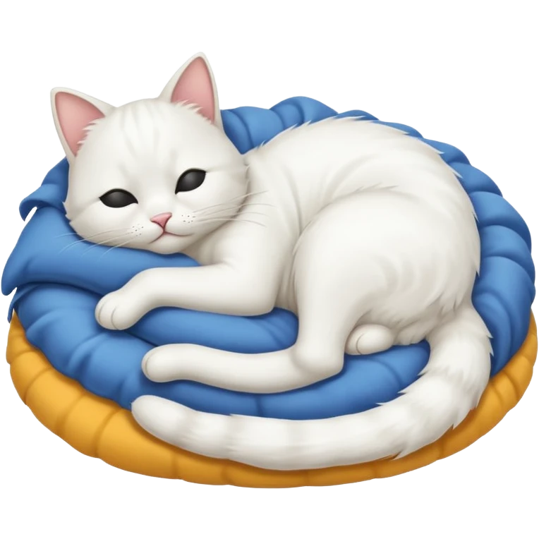 emoji of white sleeping cat with a tail hanging down emoji