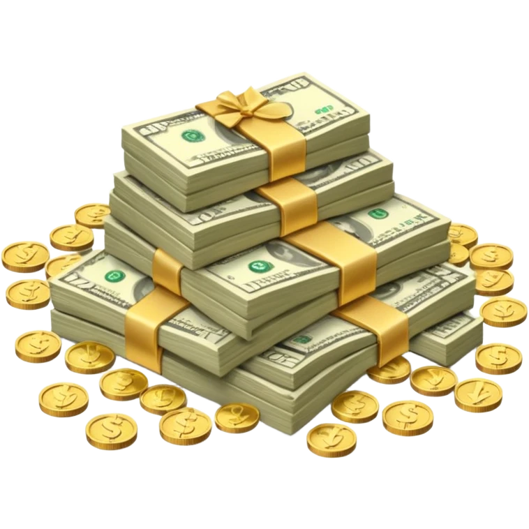 It's an image of money such as coins and bills, but there's only one or two neatly emoji