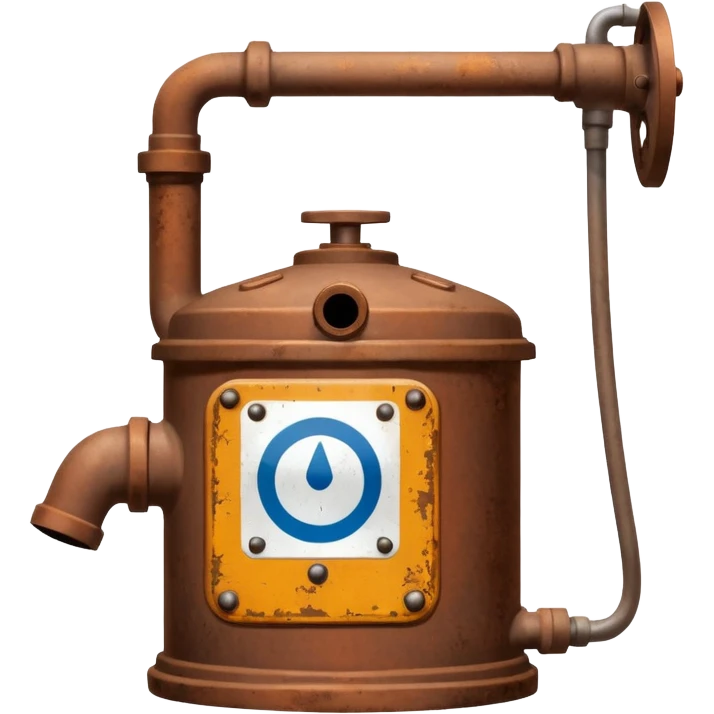 a Ghibli-style water pump with a warning sign about cholera emoji