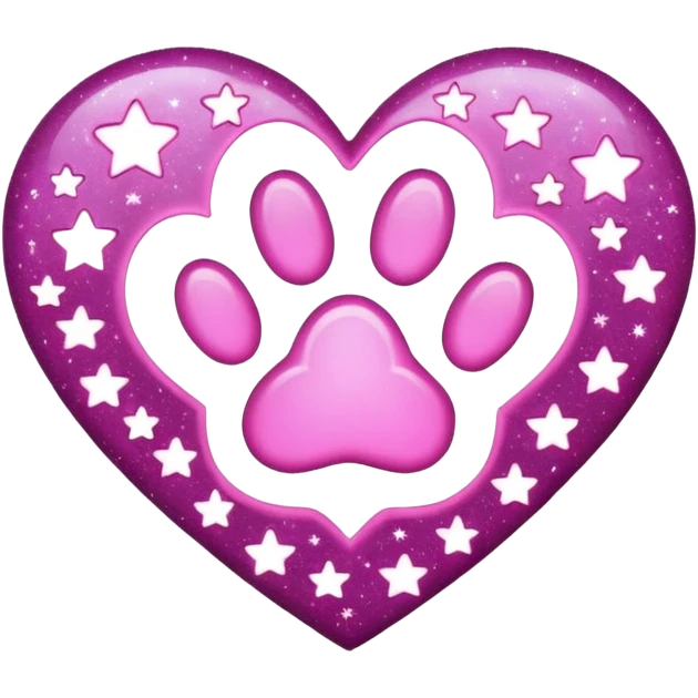 heart with a paw print and stars emoji