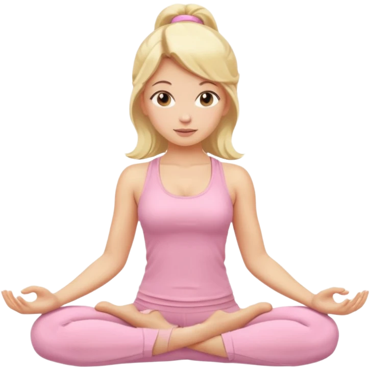 blonde yoga girl light pink clothes n emoji