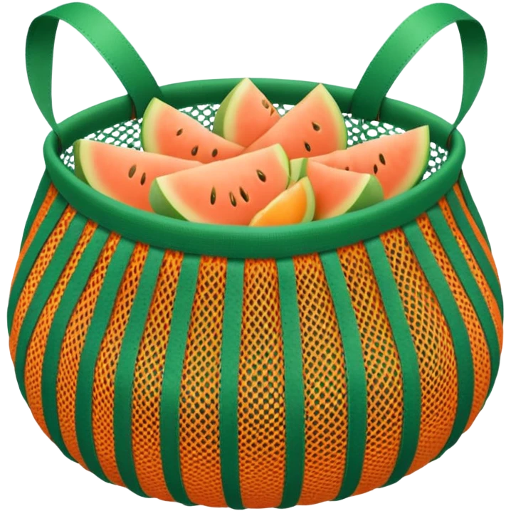 net bag,  mesh storage bag, tote bag, stored with melon it has two knited handles as bag itself emoji