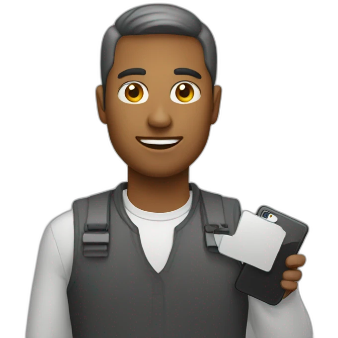 man with mobile by google material icon emoji
