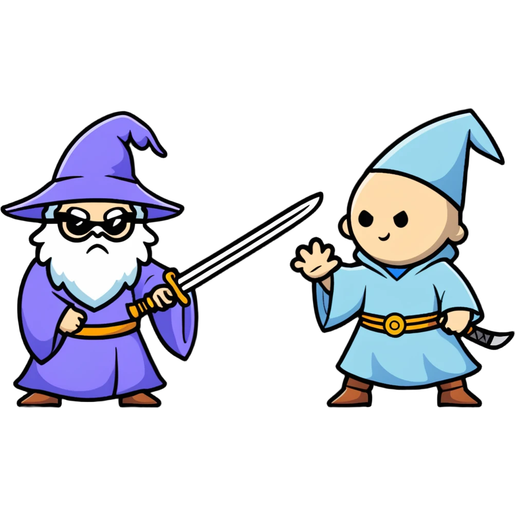 wizard and brain in a sword duel emoji