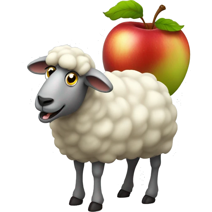 Sheep craving a rotten apple with a worm emoji
