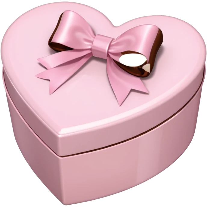 pale pink heart box, pale pink bow, filled with chocolates inside emoji