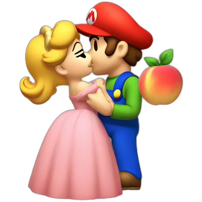 Mario kissing peach emoji