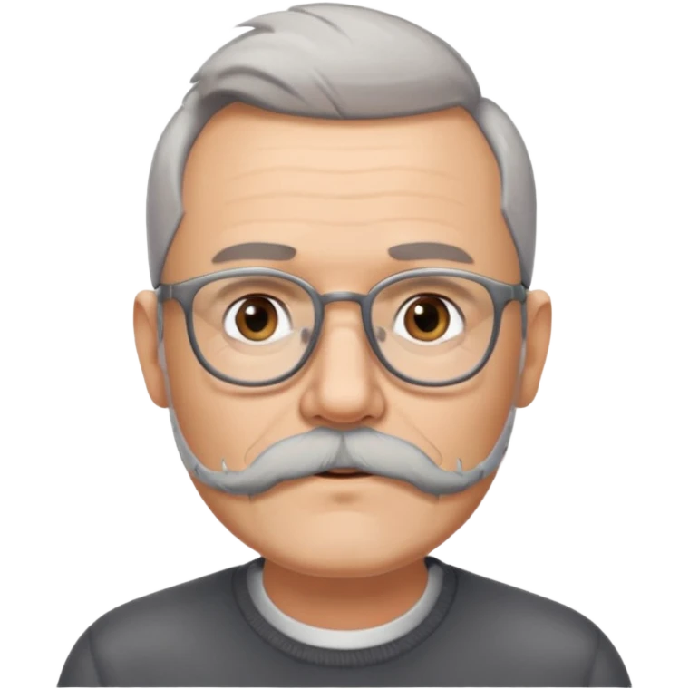54 year old man, short shaved grey hair, full beard, glasses emoji