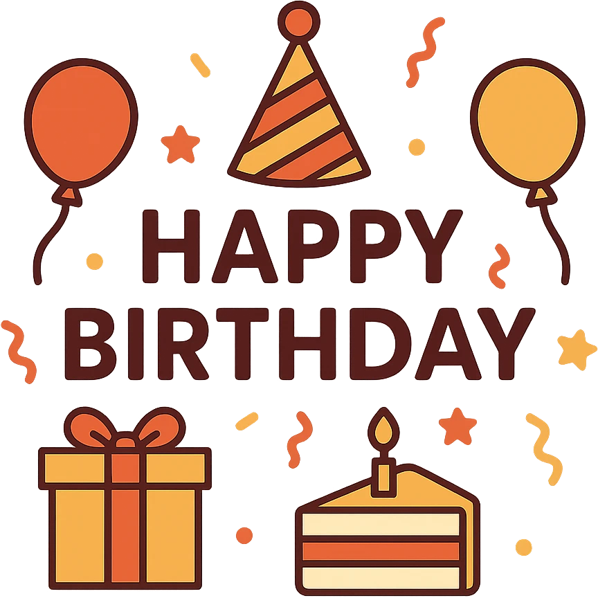 flat design style festive mood on your birthday emoji