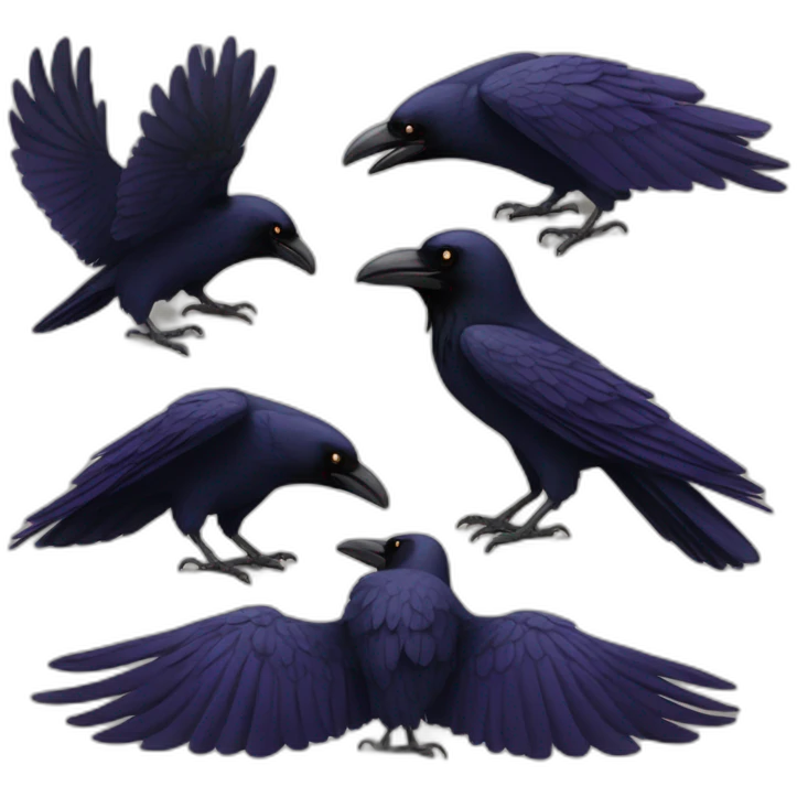A raven's left wing spread emoji