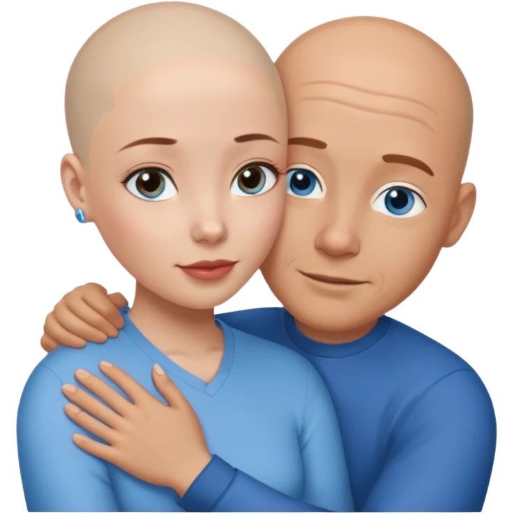 Bald white man blue eyes in love with Filipina woman emoji
