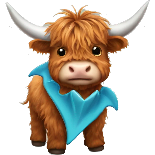 baby highland cow with a shark costume emoji