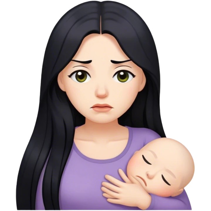 Tired mum with long black hair emoji