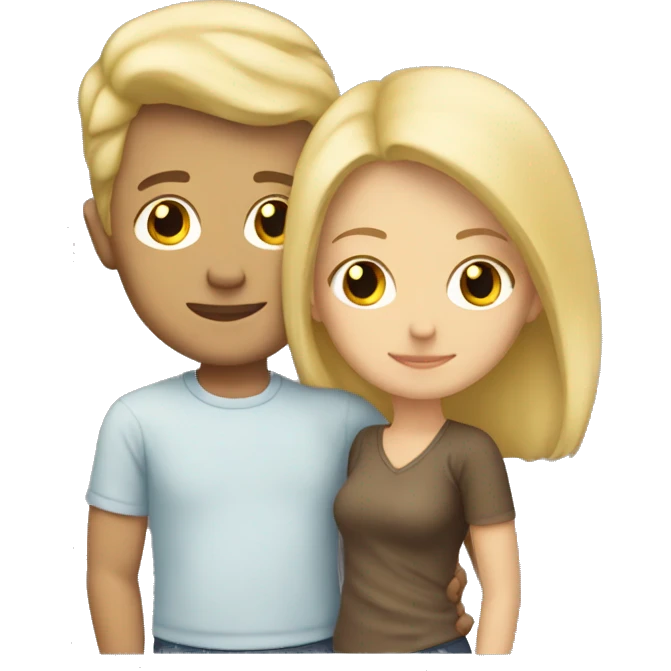 blonde man and blonde woman cuddling emoji