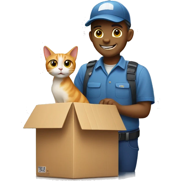 cat with delivery man emoji