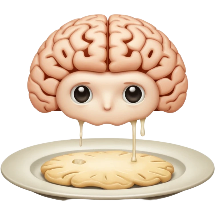 Brain on a plate next to head  emoji