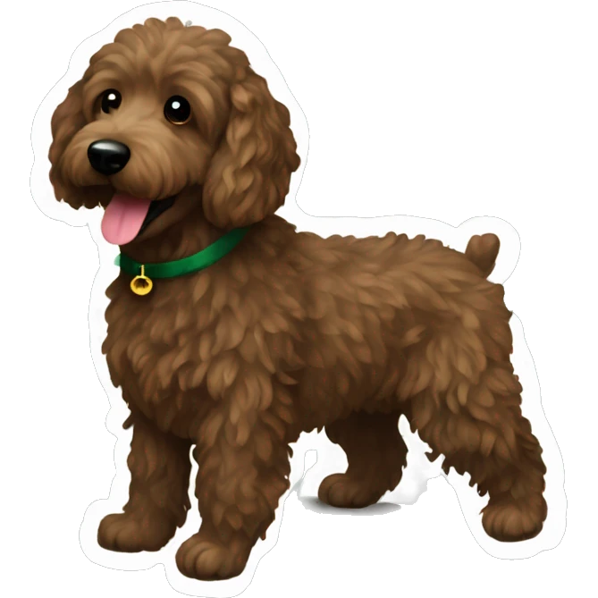 Black miniature golden doodle and dark brown golden doodle Christmas  emoji