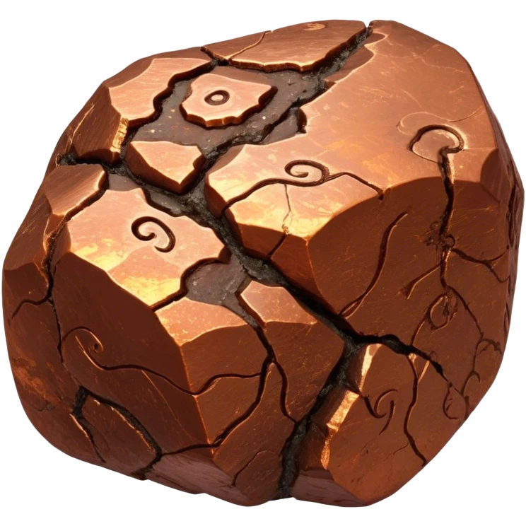 Cinematic Realistic Copper Ore, Warm and earthy, with rich, reddish-brown hues and intricate swirls of natural patterns across the rough, raw surface. The metal catches light with a gentle, glowing shimmer, exuding a rustic, organic charm. Soft glowing outline, capturing the essence of earthy elegance and natural beauty in raw copper ore. emoji